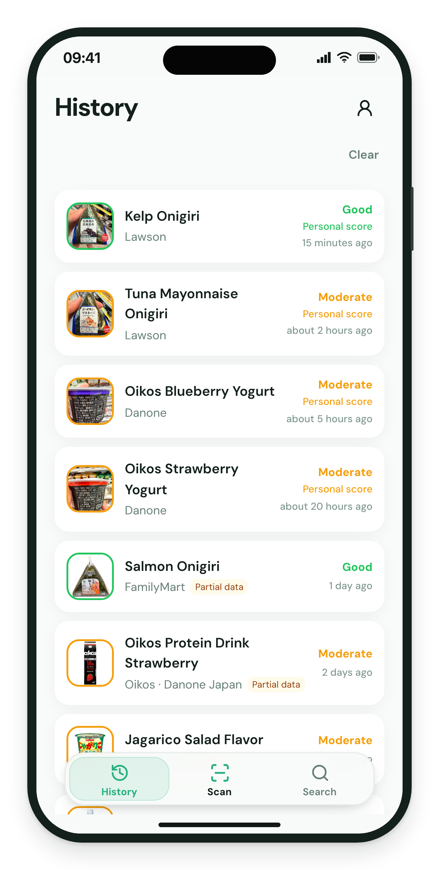 History of checked products